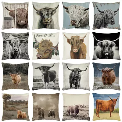 18  Highland Cow Tibetan Plateau Yak Pillow Case Animal Cattle Ox Cushion Covers • £5.26