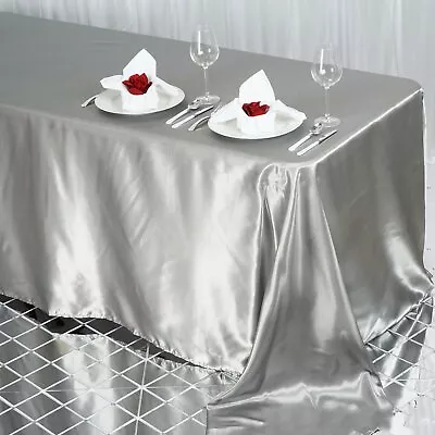 90x132  Satin Rectangular Tablecloth - Wedding Reception Party Decorations • $15.86