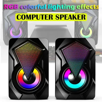 PC SpeakersMini Desktop Speaker For PC With Colorful LED Light UpStereo 2.0 • £12.99