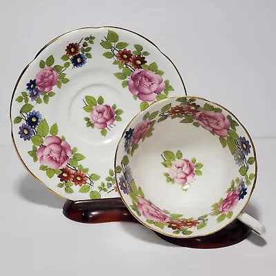Collingwoods Teacup And Saucer Vintage Floral Pink Blue Orange Flowers Vintage • $17.65