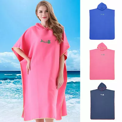 Beach Changing Robe Towel Bath Hooded Quick Dry Towel Poncho Bathrobe`❈ • £12.19