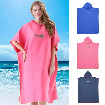 £12.79 • Buy Unisex Beach Towel Changing Robe Bath Hooded Quick Dry Poncho Bathrobe Adult &.