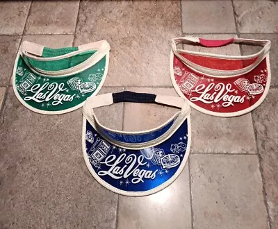 Vintage 70s Las Vegas Gambling Poker Casino Transparent Green Blue Red Visor Lot • $30