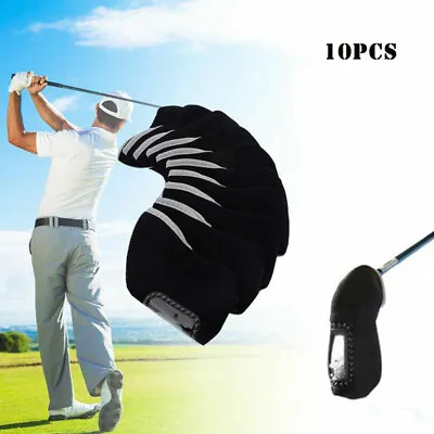 $15.60 • Buy 10PCS Neoprene Golf Club Iron Covers Head Cover Protection Black Accessory AU
