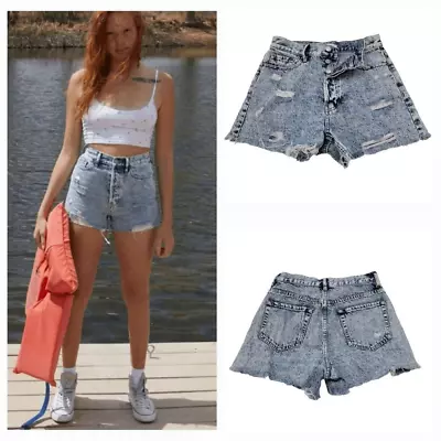 PacSun Acid Wash Ultra High Waisted Vintage Denim Shorts Size 25 • £23.75