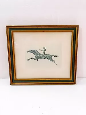 Vintage Horse Racing Jockey Equestrian Art Print In Gold Frame • $22