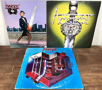 Lot Of 3 ACCEPT Vinyl LPs Self-Titled I'M A REBEL Metal Heart VG- To VG+ Records • $34.99