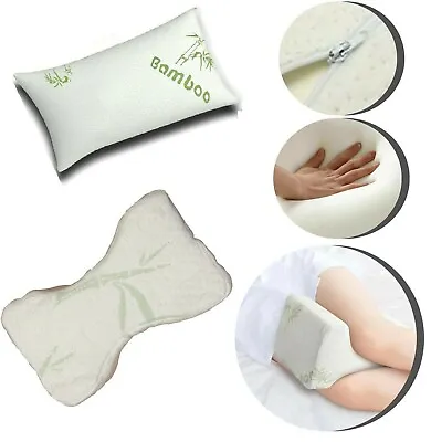 Orthopedic Support Bamboo Memory Foam Head Pillow & Knee Pillow Anti Bacterial • £11.75
