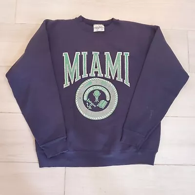 Vintage 70/80s RARE Velva Sheen Miami College Blue Sweatshirt USA MADE L • $12.50