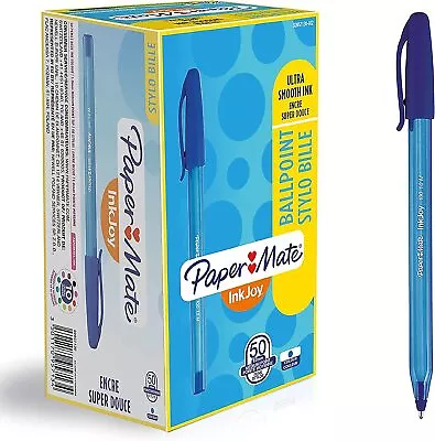 Papermate Inkjoy 100 Ink Pens 1.0mm Ballpoint Medium Nib Home School Work BLUE • £2.69