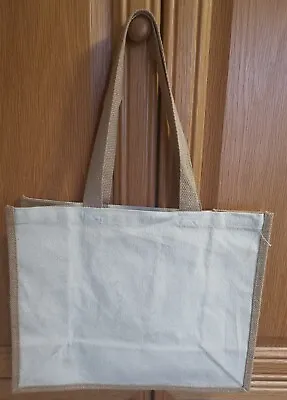 10 X  Cotton Canvas Hessian Reusable Jute Tote Shoulder Shopping Bag 30 X 40 Cm • £25.99