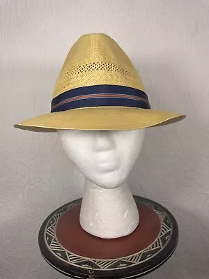 Biltmore Hats Vintage Tan Straw Fedora Panama Kentucky Derby Size S • $28.75