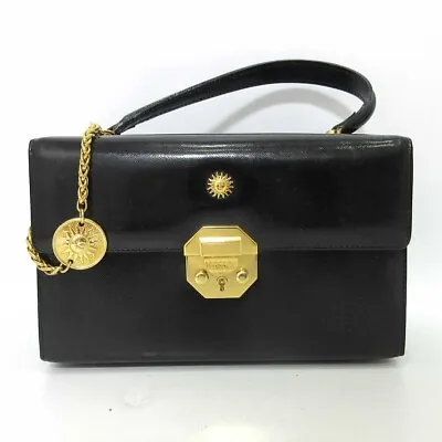 GIANNI VERSACE Bag Vintage Handbag Black Leather  Medusa • $381.37