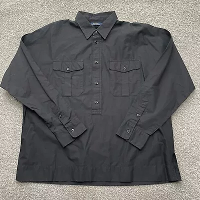 Ralph Lauren Polo Shirt Adult Large Black Popover 1/2 Button Long Sleeve Mens • $28.99