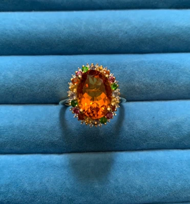 $119.99 • Buy AAA Santa Ana Madeira Citrine, Multi Gemstone Ring In Vermeil YG Over SS-Size 9