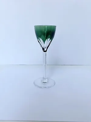 $85 • Buy Vintage VSL Val St-Lambert Emerald Green Crystal Wine Glasses Osram Pattern! (1)