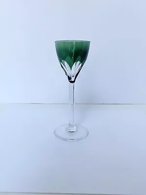 $85 • Buy Vintage VSL Val St-Lambert Emerald Green Crystal Wine Glasses Osram Pattern! (1)