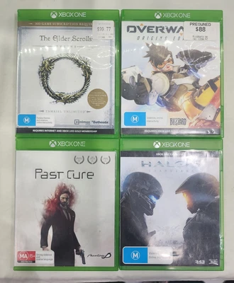 $40 • Buy XBOX One Game Bundle X4 Games, Past Cure, Overwatch,  Halo, Elder Scrolls