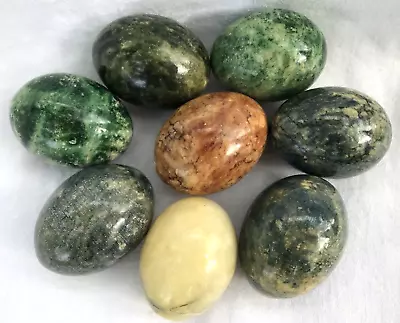 8 Hand Crafted Stone Eggs Marble Granite Alabaster Onyx MADE IN ITALY • $21