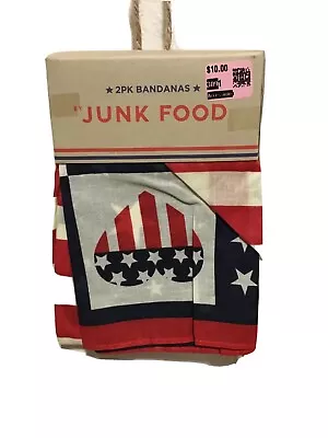NWT Junk Food Bandanas Red White And Blue (2 Pack) - SALE - Fast Shipping • $6.75