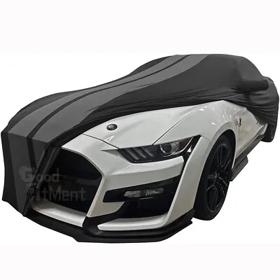 For Ford Mustang 2010-2021 Black + Gray Line Satin Stretch Car Cover Dust Proof • $123.99