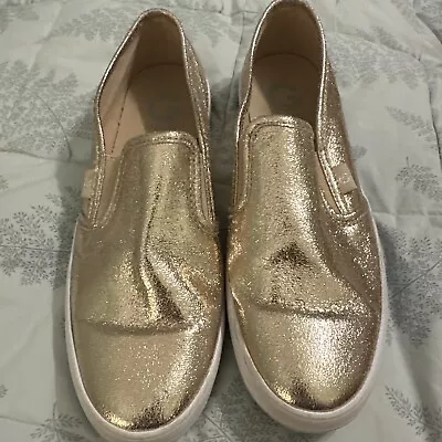 G By Guess 8.5 Metallic Gold Slip On Fashion Sneakers Shoes • $19