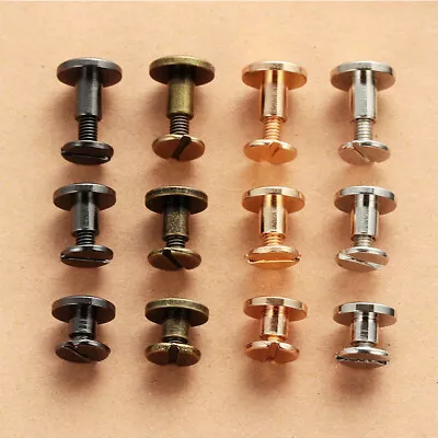£8.53 • Buy 50 SETS Belt Screw Leather Crafts Chicago Nail Brass Flat Heads Solid Rivet Stud