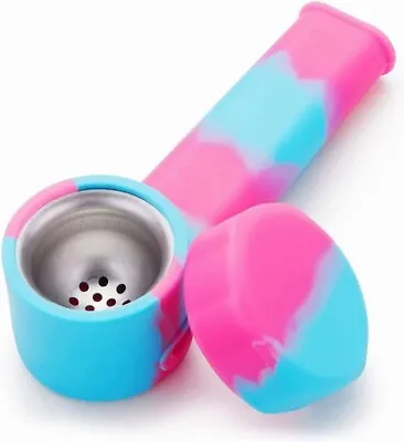 $7.49 • Buy SILICONE SMOKING PIPE 4   With Lid And Stainless Steel Screen Ship From USA Pink