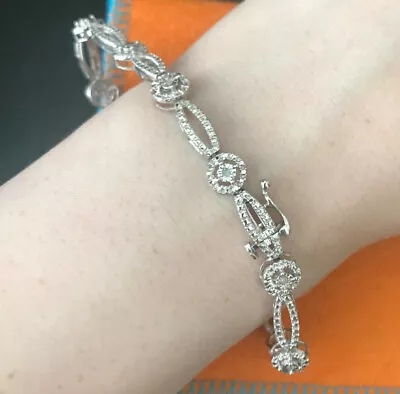 1/10 CT Silver Bracelet Round And Oval Diamond • $80