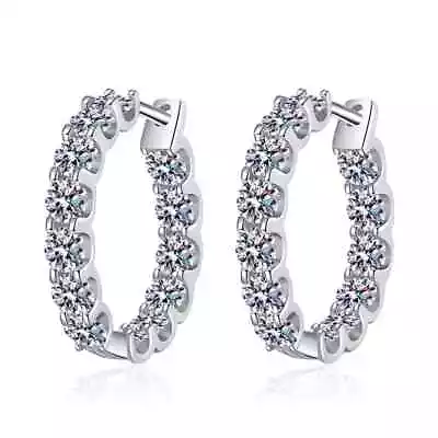 Small Huggie 925 Sterling Silver Designer Moissanite Hoop Earring  Pass Approval • $31