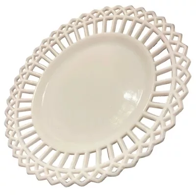 EAPG Canton Glass Co. Milk Glass Plate W/ Reticulated Sawtooth Edge 8.25” • $16.99