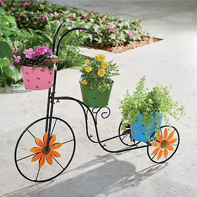 Bicycle Planter Metal Plant Stand Garden Bike Flower Pot Cart Holder Basket Deco • £29.99