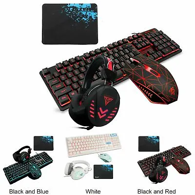 $55.99 • Buy 104 Keys Waterproof USB Wired RGB Mechanical Gaming Keyboard Mouse And Headset