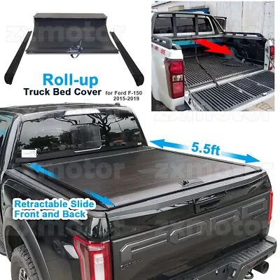 Retractable-Roll-up Hard Tonneau Cover For Ford F-150 5.5ft Bed 2015－2023 • $559