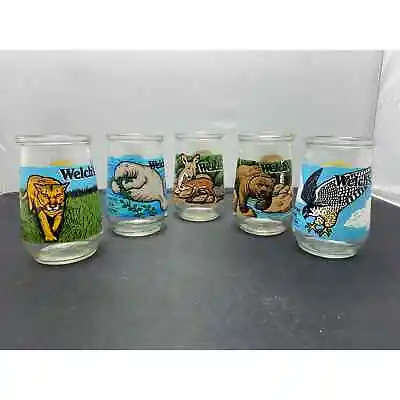 VTG Welch’s Jelly Jars Endangered Species North American Collection 5 Glasses • $19.99