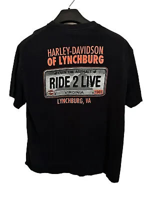 $14.95 • Buy Harley Davidson Motorcycle Lynchburg, VA Ride 2 Live Shirt XL - Black