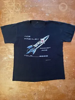 RARE 2008 Ace Frehley Rocket Ride Tour Concert T-Shirt Cotton L Ripped Sleeve • £24.08