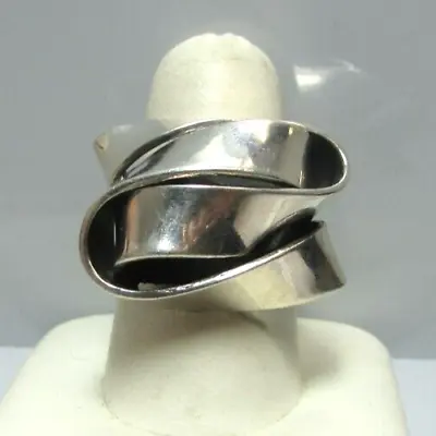 Vintage 950S Silver Modernist Twist Ring Sz 6 • $24.99