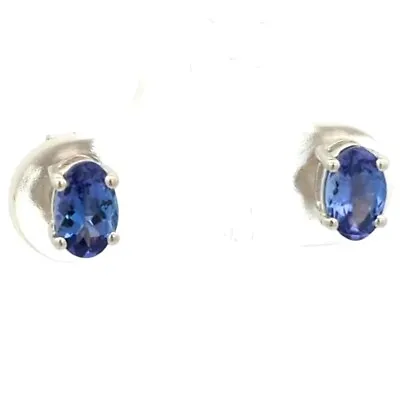 Video .94CT 925 Sterling Silver Natural Tanzanite AAA Grade Stud Earrings  • £95.55