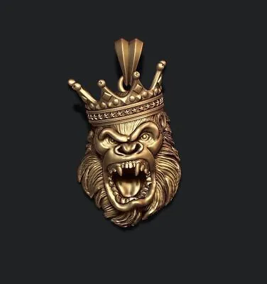 King Gorilla With Crown Pendant King Gorilla Pendant King Gorilla Necklaces / • $140