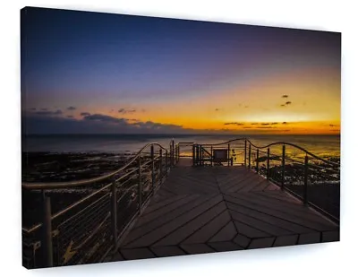 £38.86 • Buy Stunning Sunset Beach Canvas Picture Print Wall Art Chunky Frame