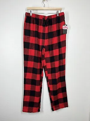 Nordstrom Mens Flannal Pajama Pants Size Large L Red Bloom Buffalo Plaid  • $17.50