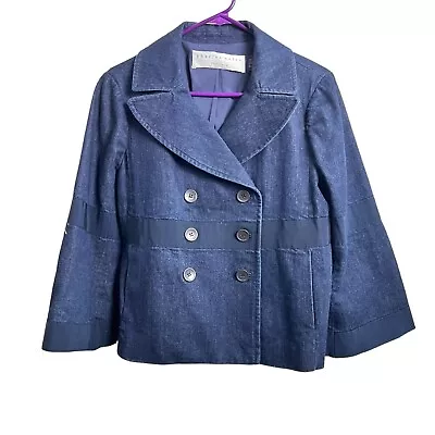 Charles Nolan Denim Cropped 6 Button Denim Blazer Jacket Womens Size 12 • $4.99