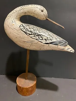 Vintage Hand Carved Plover Bird Sculpture Signed Hand Painted 1990’s • $35