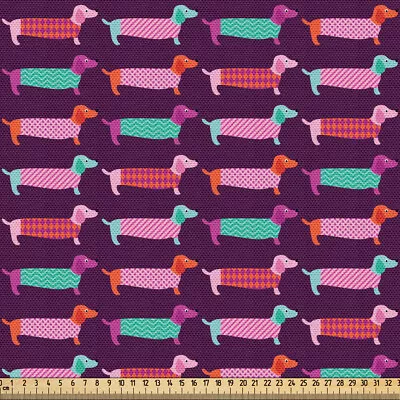 Dachshund Fabric By Yard Polyester Sixties Style Puppy • £128.99