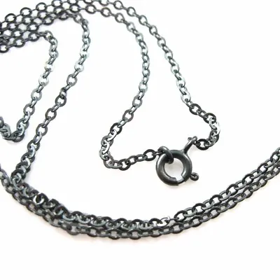 Oxidized Sterling Silver Necklace-2.3 Mm Strong Flat Cable (16 -36 ) • $12.58