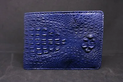 Blue Genuine Crocodile Alligator Horn Back Skin Leather Men Bifold Wallet • $60