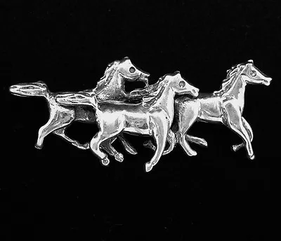 Sterling 925 Silver Horse Brooch Pin Wild Pony Mustang Vintage Marked • $64.99