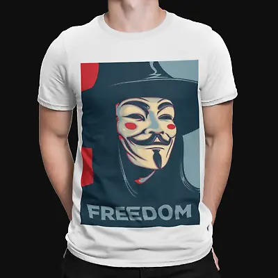 Vendetta Freedom T-shirt Anonymous Illuminati Retro Gift Hope Tee • £6.99