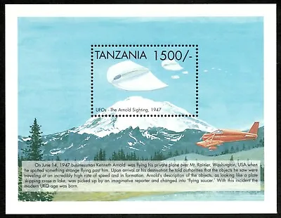 Tanzania 1999 - UFO Flying Saucer - Souvenir Stamp Sheet - Scott #1826 - MNH • $4.75